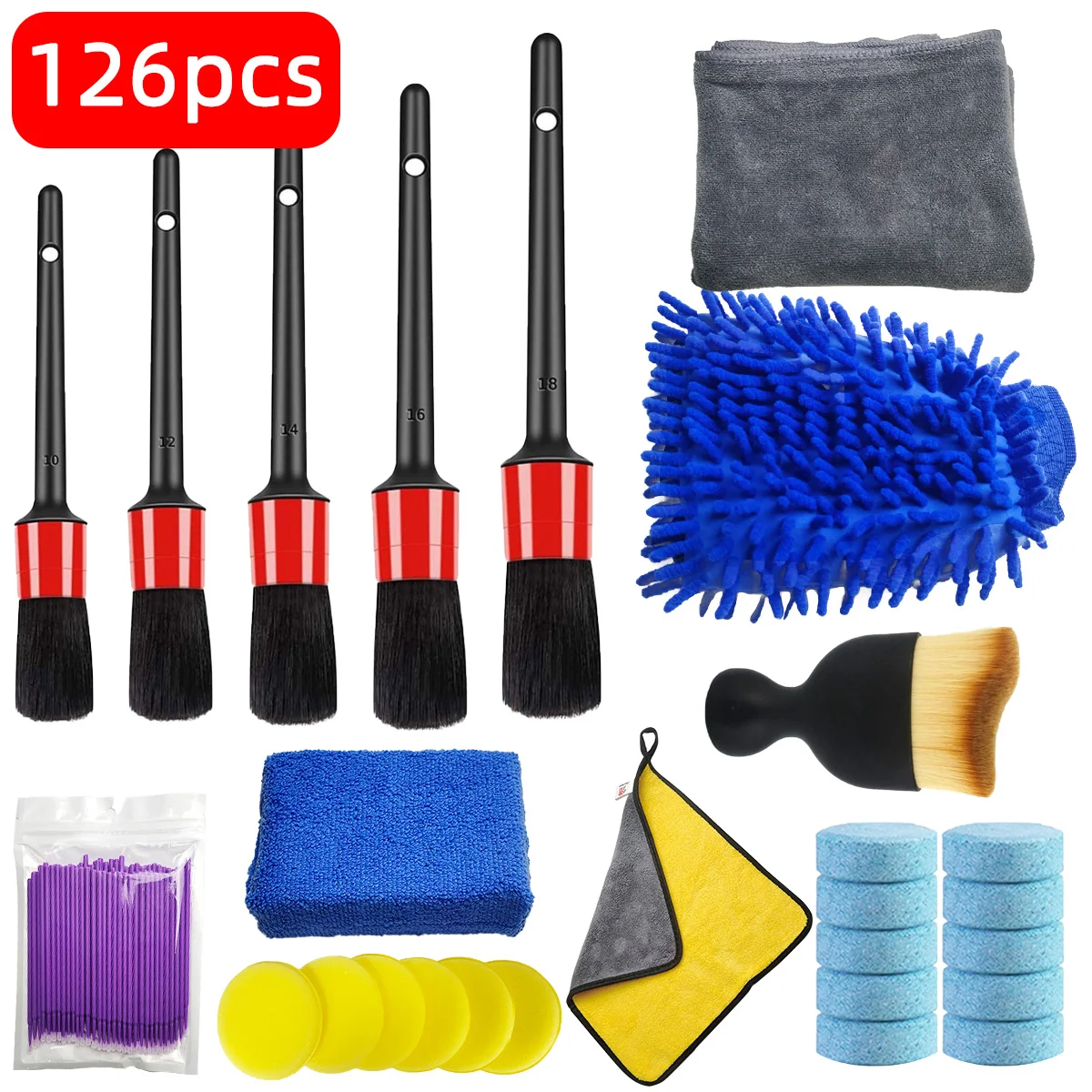 Dirt Brush Interior - 126-częściowy zestaw do czyszczenia samochodu z